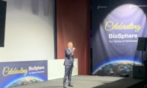 Attilio Reinhardt hosting a corporate event for Biocon and Biocon Biologics in Milan, 2024.