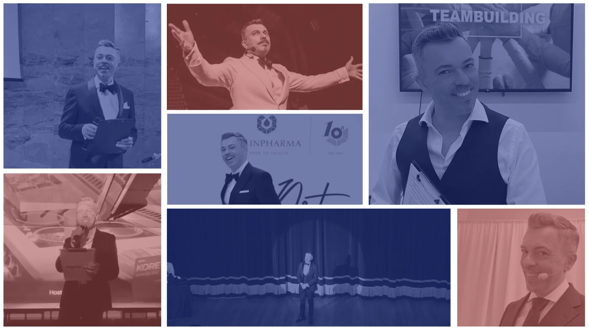 Collage Photos of the Events Emcee Attilio Reinhardt