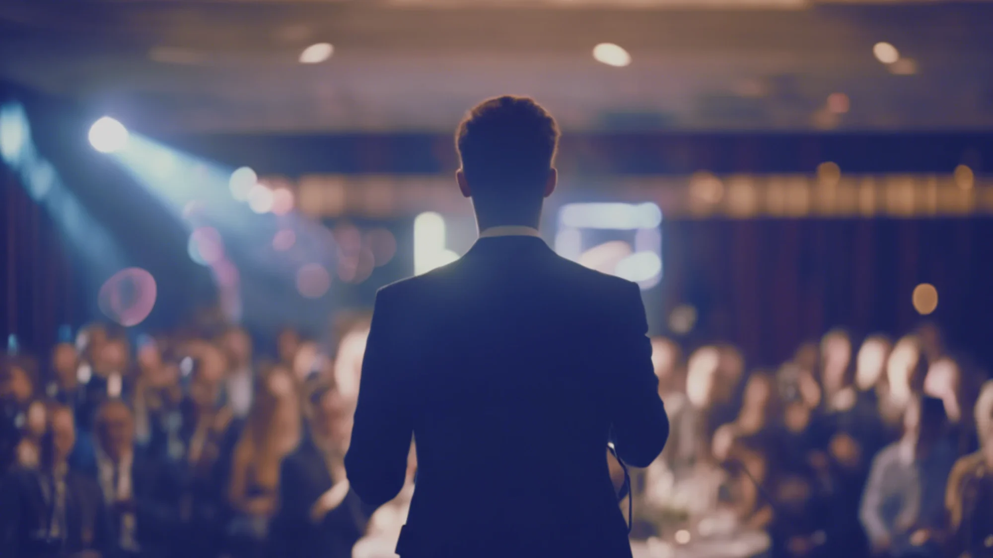 Emcee hosting an event in front of an audience