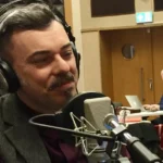 Radio editor and broadcaster Attilio Reinhardt at the microphone.