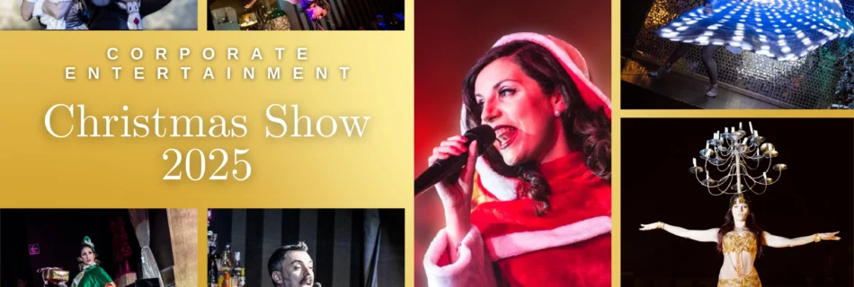 Collage di foto di artisti di varietà a tema Natale